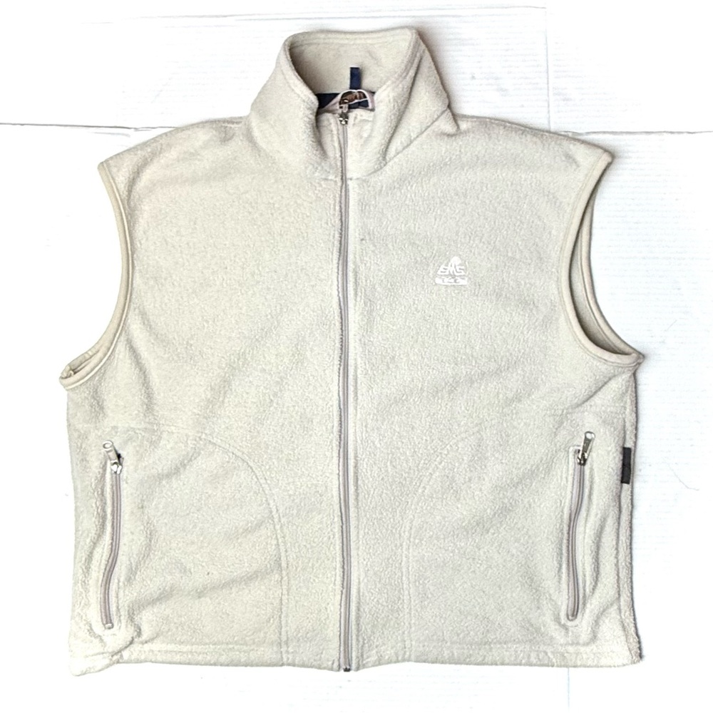 Eastern Mountain‎ Sports Vest Women Large Beige Full Zip Outdoors Fleece EMS